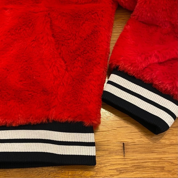 Kidpik Girls Youth Faux Fur Full Zip Fall Winter Bomber Jacket SZ 16 in Red - Picture 9 of 9